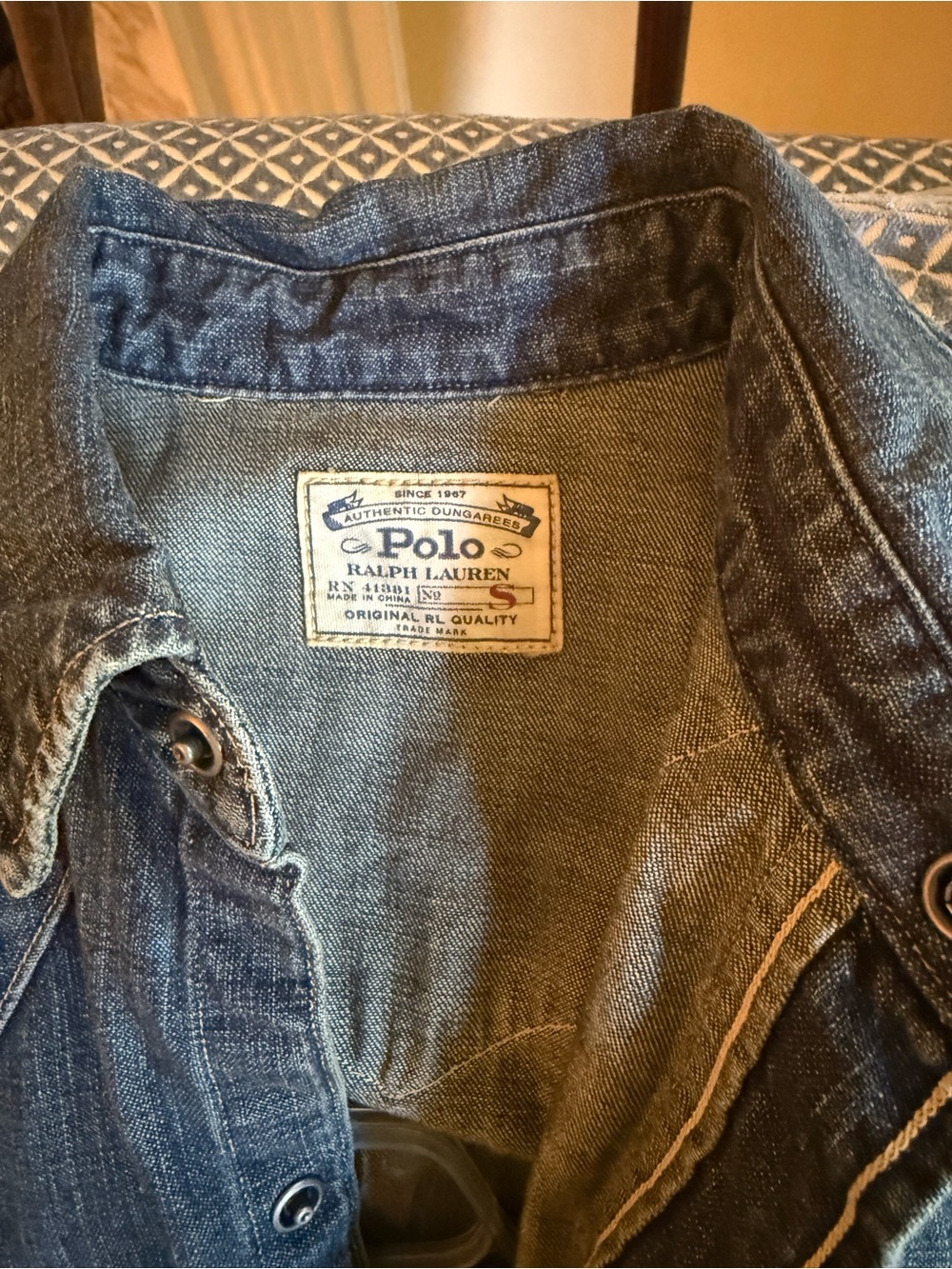 Ralph Lauren Polo Western style denim shirt, size small - Picture 6 of 6